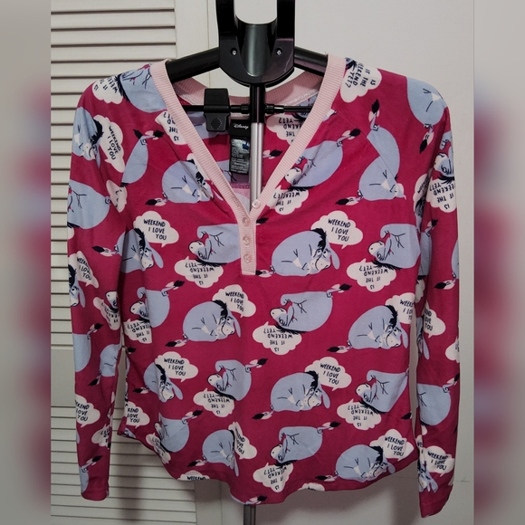 Disney Eeyore Pink and White Pajama Top - Picture 1 of 1